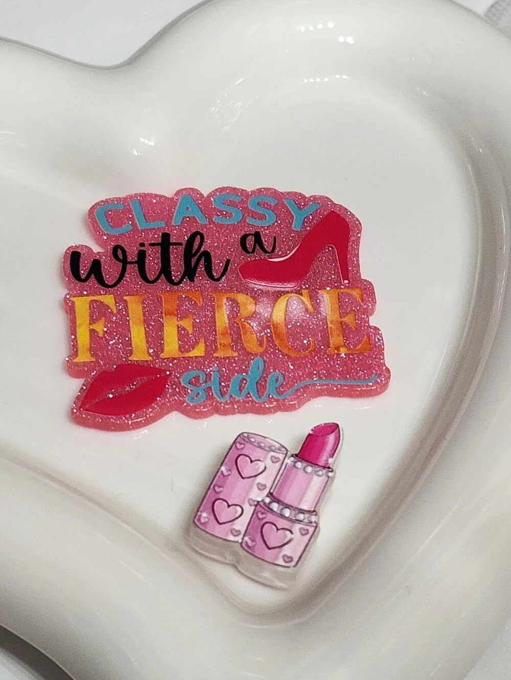 Classy Fierce Flatback Focal Bead Lipstick Badge Keychain‎ Craft Bag Clip Pen